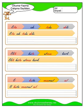 k sesi Grubu Çalışma Sayfaları